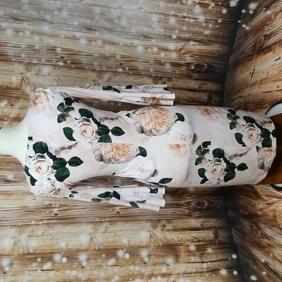 Calvin Klein Light Pink Floral Print Women's Sz. 4 3/4 Sleeve Zip-Up Dress - Picture 5 of 9